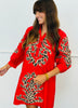Tomato Red Baroque Leopard Applique Mini Dress (Reg.)