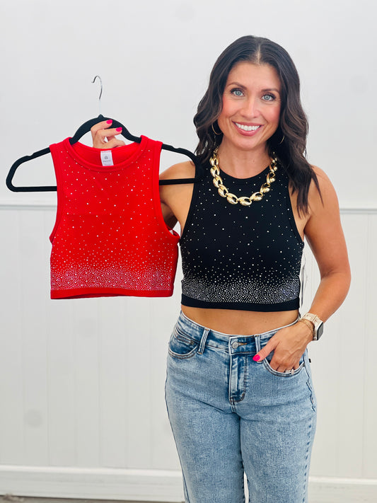 Rhinestone Embellished Tank Top (Reg)- 2 Colors