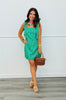 Green Stripe Tie Straps Mini Dress (Reg.)