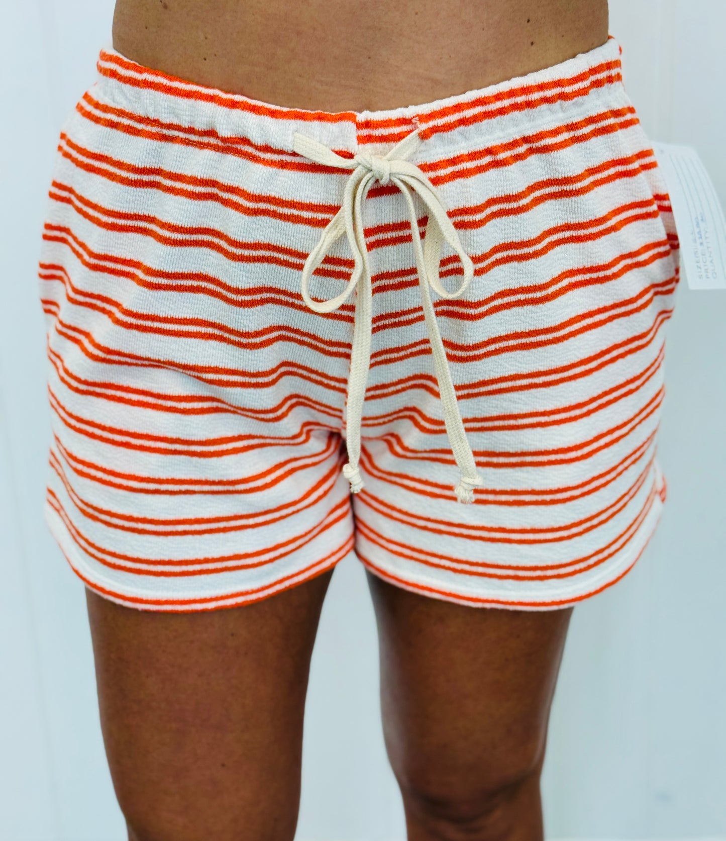 Orange Stripe Terry Cloth Shorts (Reg.)