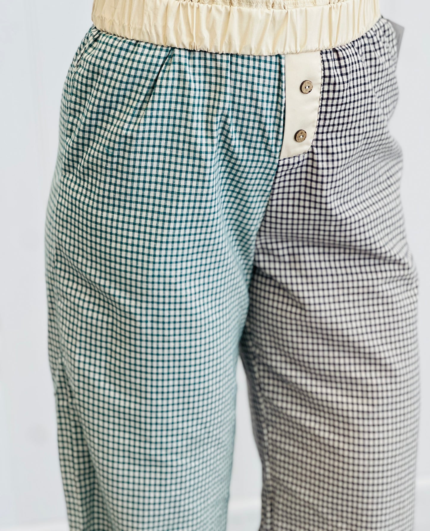 Gingham Print Colorblock Pants (Reg.) - 2 Colors