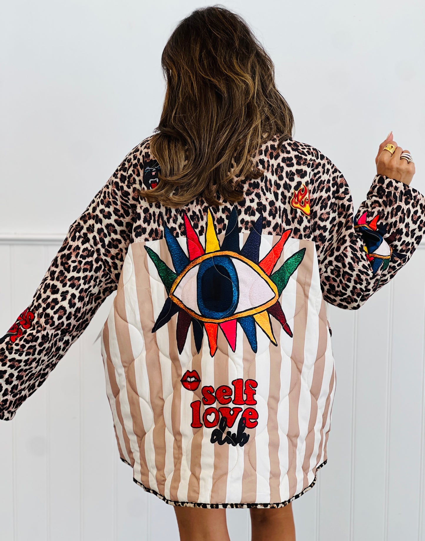 Self Love Club Leopard Quilted Jacket (OS)