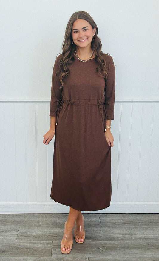 Chocolate Carefree Midi Dress (Reg & Plus)