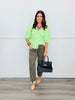 Cool Mint Puff Sleeve Button Up Cardigan (Reg.)