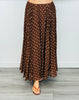 Brown Polka Dot Pleated Midi Skirt (Reg & Plus)
