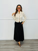 Beige Lace LS Button Up Blouse (Reg.)