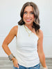 One Shoulder Asymmetric Sleeveless Top (Reg.)-3 Colors