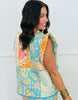 Turquoise Quilted Paisley Vest (Reg & Plus)
