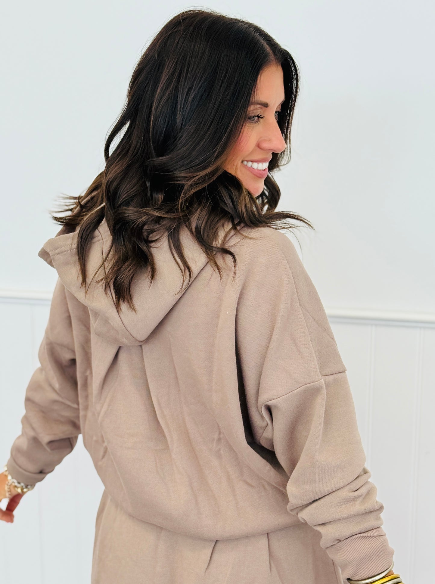 Silken Taupe Icon Hoodie Sweatshirt & Mini Skirt Set (Reg.)