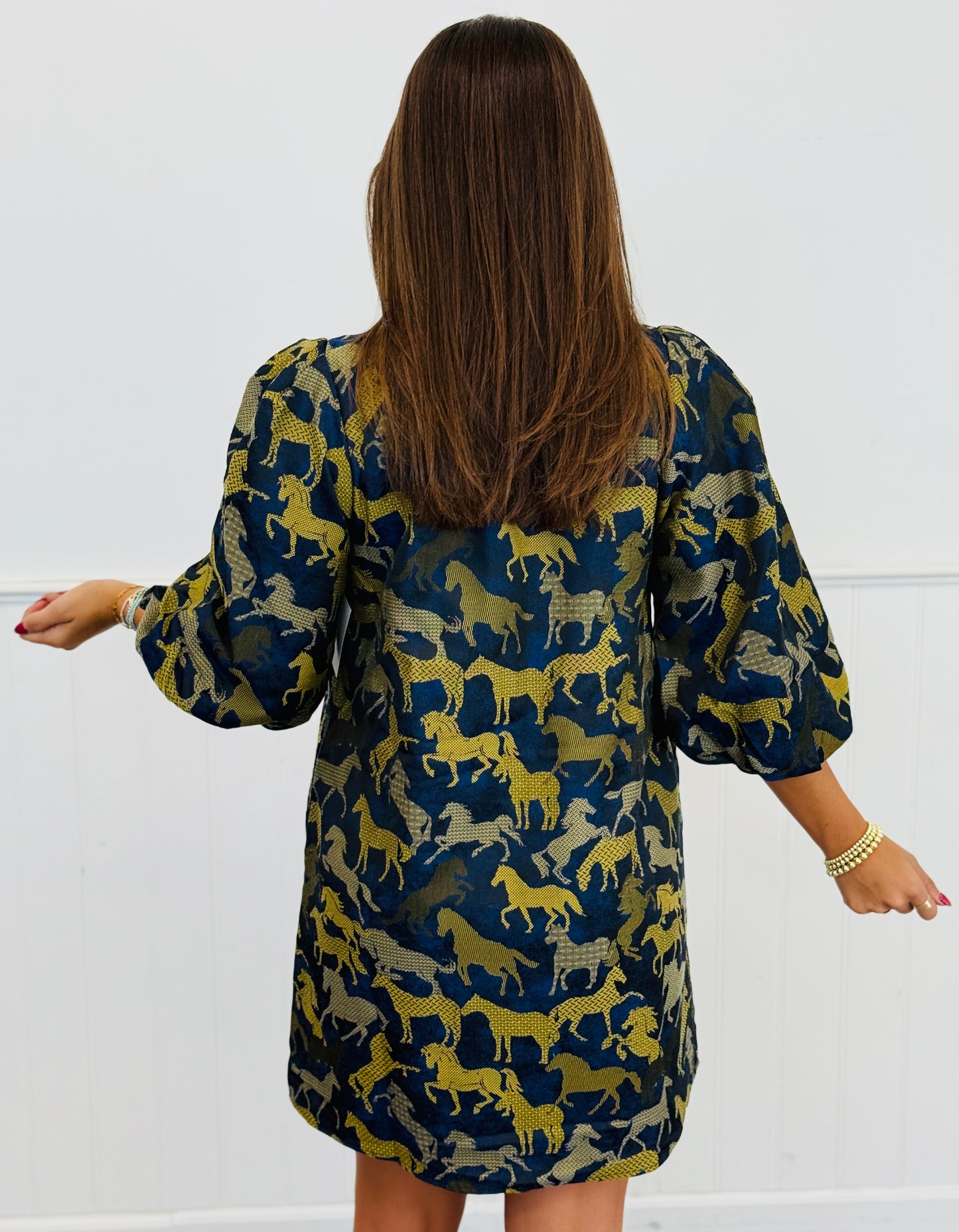 Blue Horse Jacquard Mini Dress (Reg.)
