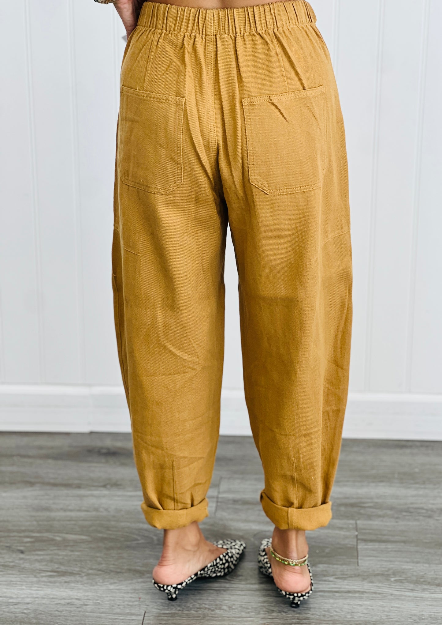 Camel Cotton Cropped Barrel Pants (Reg & Plus)