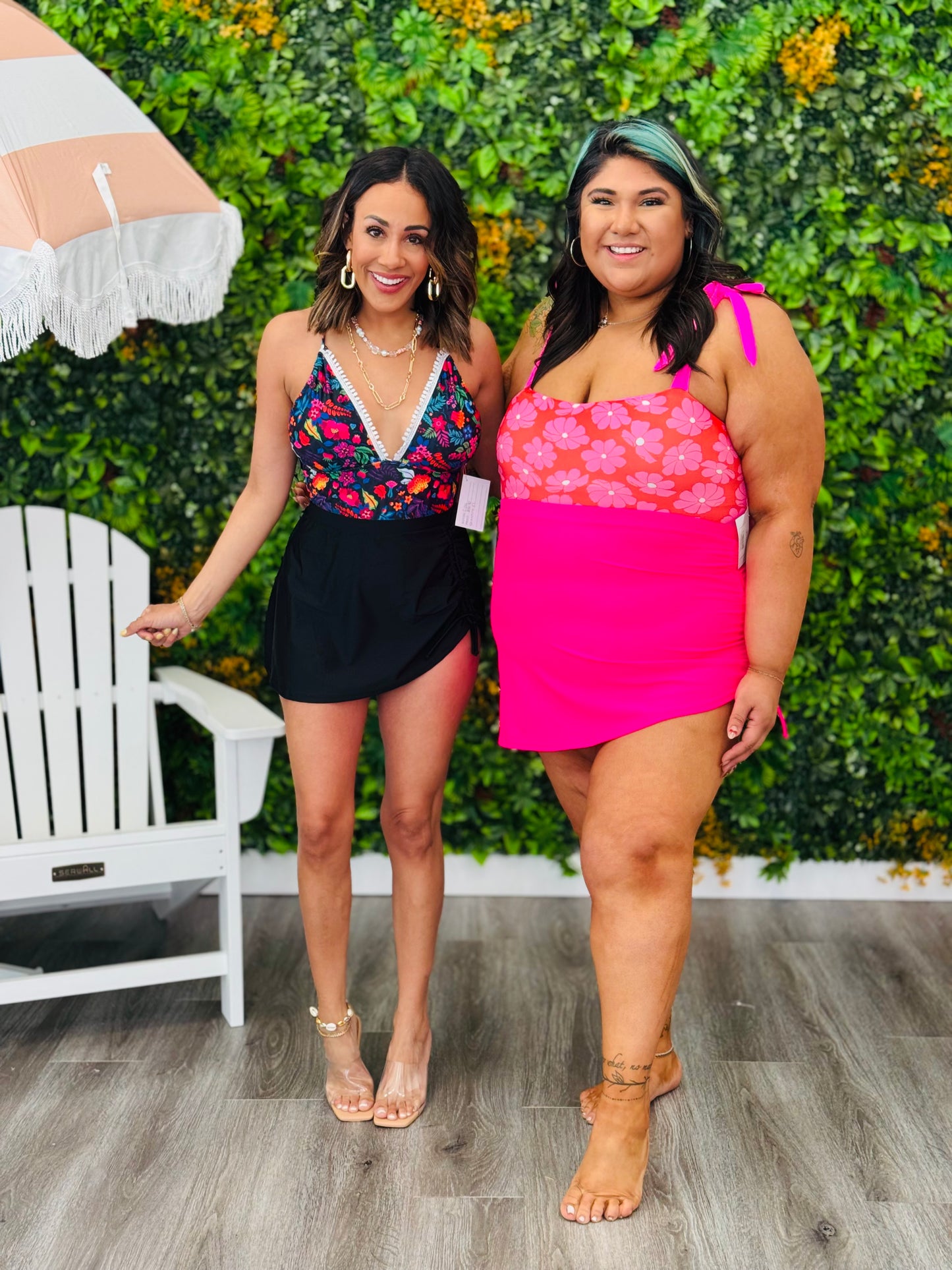 Pink Floral Reversible One Piece Swimsuit (Reg. & Plus)