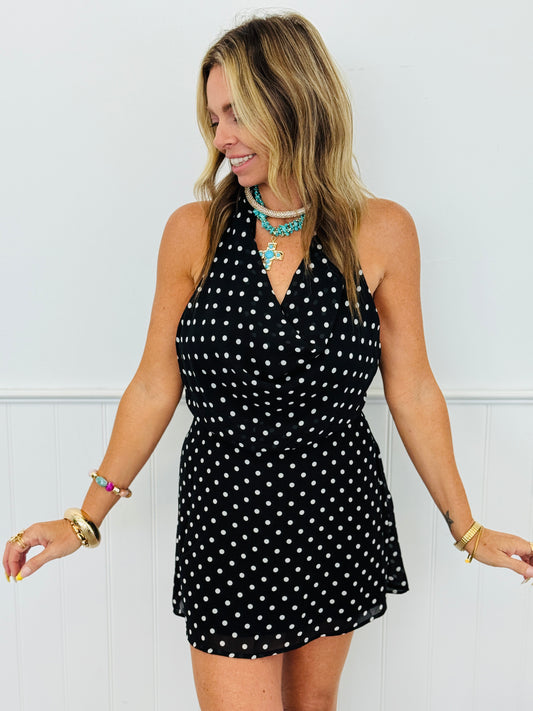 Polka Dot Halter Neck Mini Dress (Reg.)