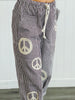 Burgundy Peace Sign Pinstripe Palazzo Pants (Reg. and Plus)