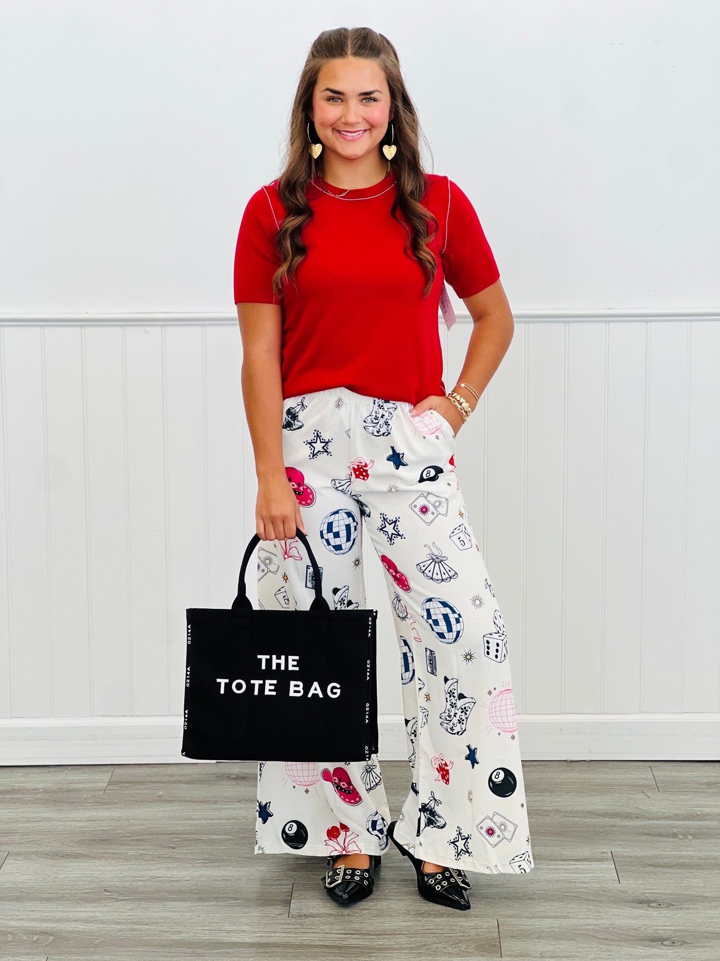 Party Collage Satin Pants (Reg & Plus)-2 Colors