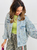 Light Denim Multi Jewels Embellished Jacket (Reg. and Plus)