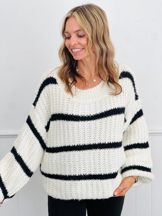 Ivory/Black Striped Sweater (Reg.)