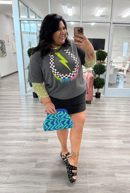 Lightning Checkered Horseshoe Tee (Reg. and Plus)