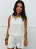 White Linen Top & Shorts Set (Reg.)