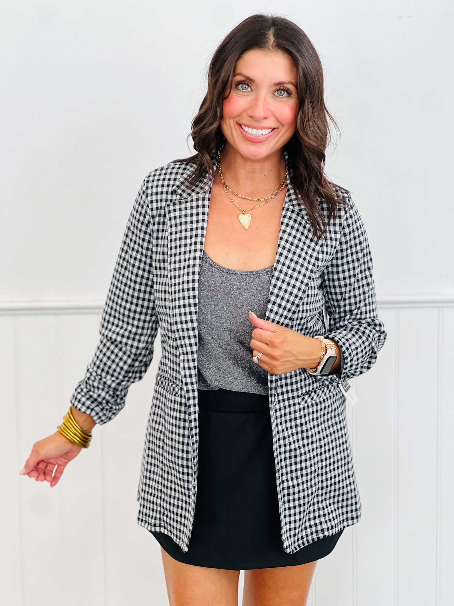 Black Gingham Buckle Back Blazer (Reg.)