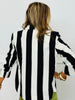 Black White Vertical Stripe Relaxed Blazer (Reg. & Plus)