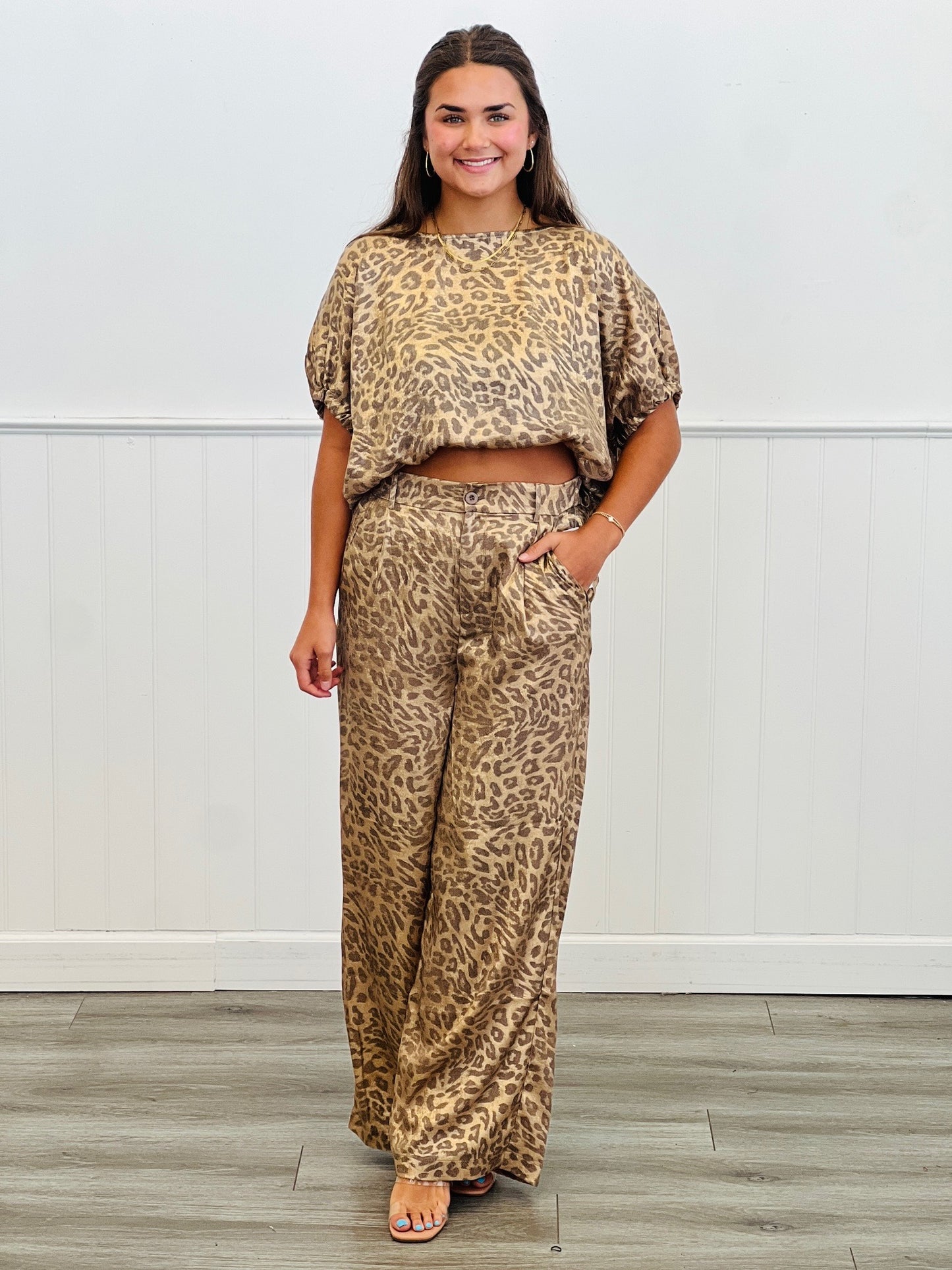 Metallic Leopard Print Pants (Reg.)- 2 Colors