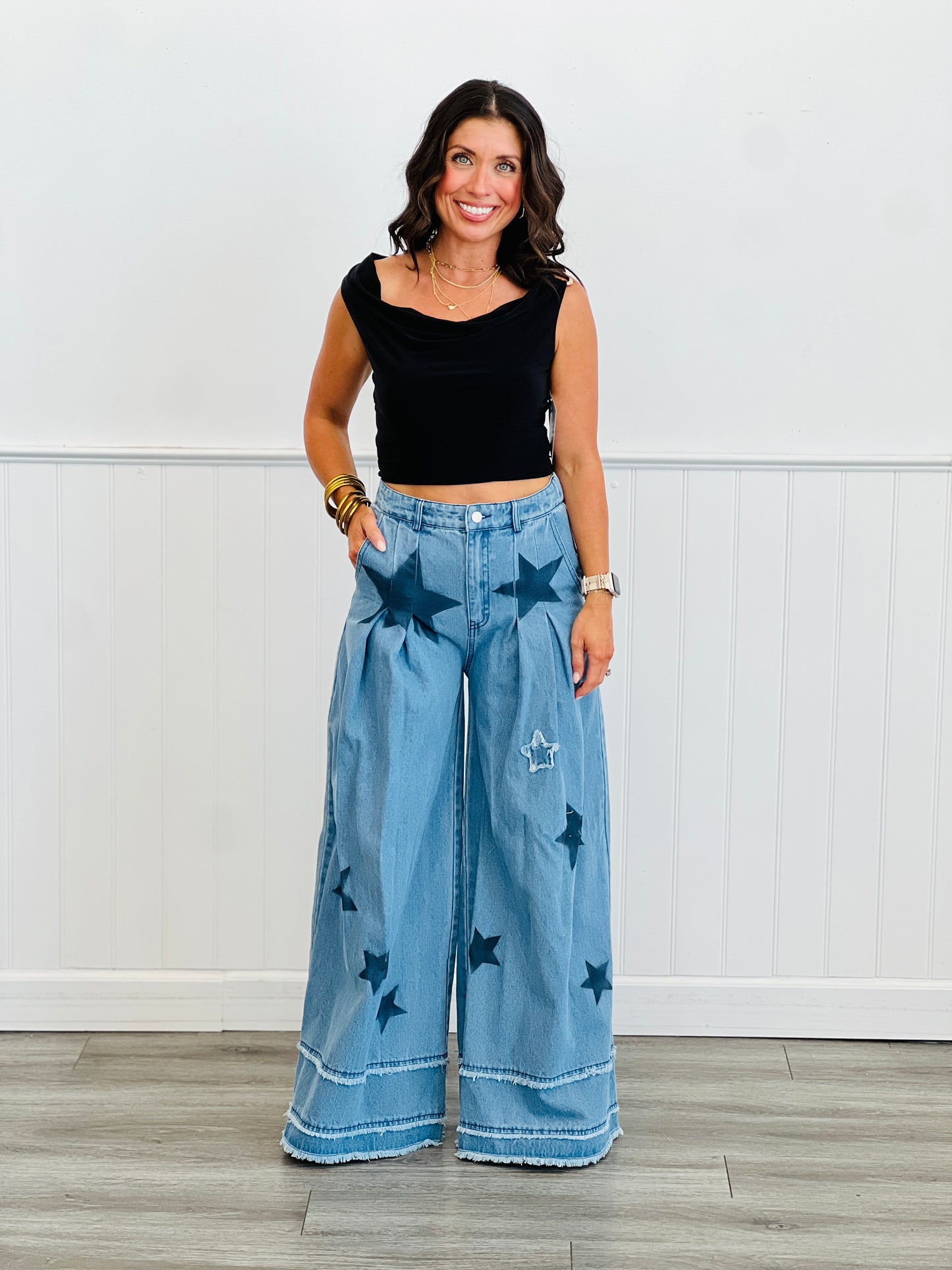Mineral Washed Denim Star Pants (Reg & Plus)