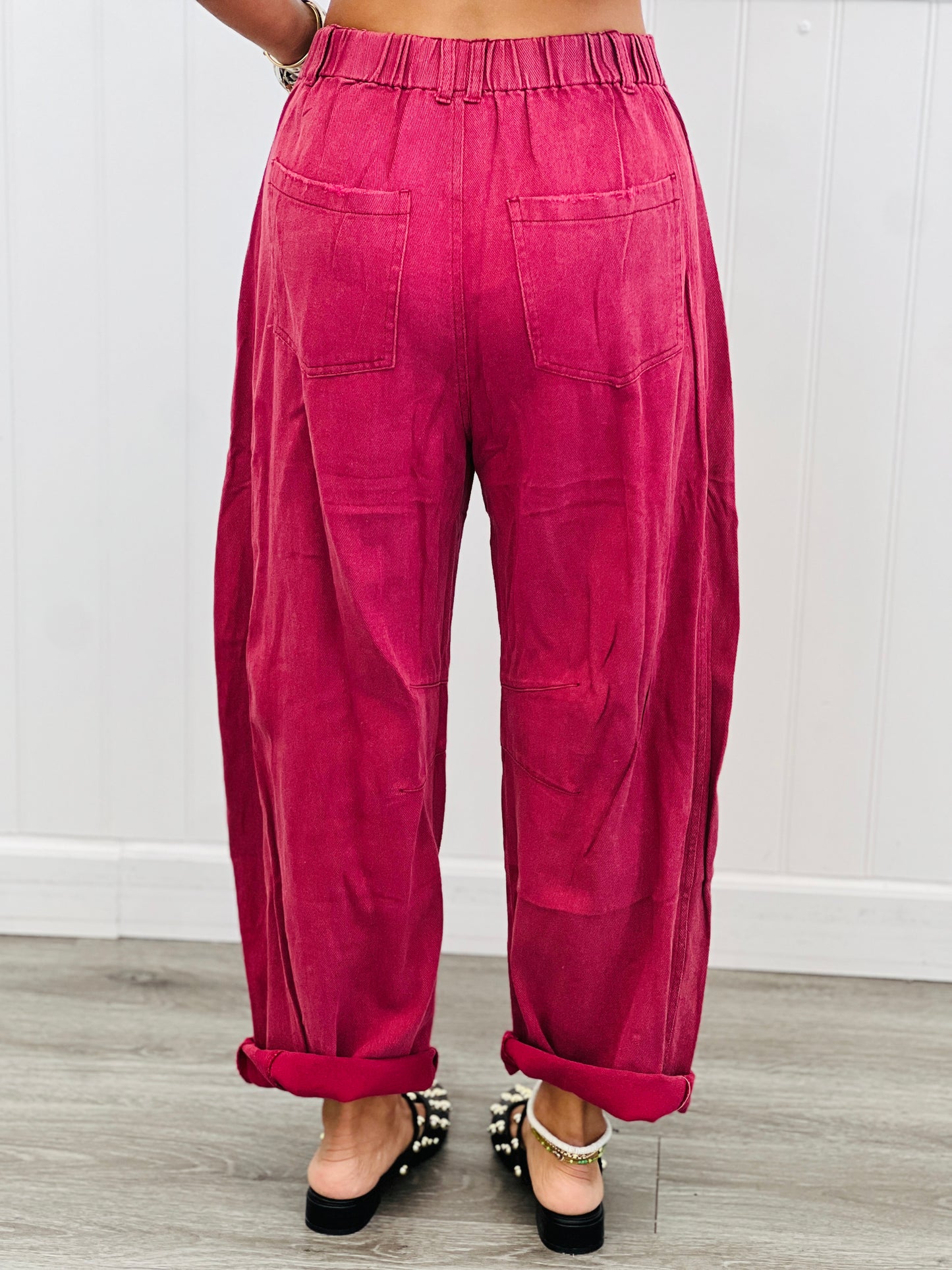 Acid Washed Denim Barrel Pants (Reg & Plus)-2 Colors