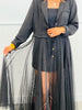 Black Long Line Mesh Blazer (Reg. & Plus)