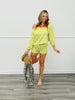 Lime Off Shoulder Oversized Sweater Top (Reg.)