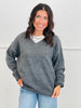 Charcoal White Jersey Mix Sweater Top (Reg.)