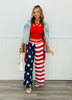 Navy/Red Stars & Stripes Side Sash Wide Leg Pants (Reg.)