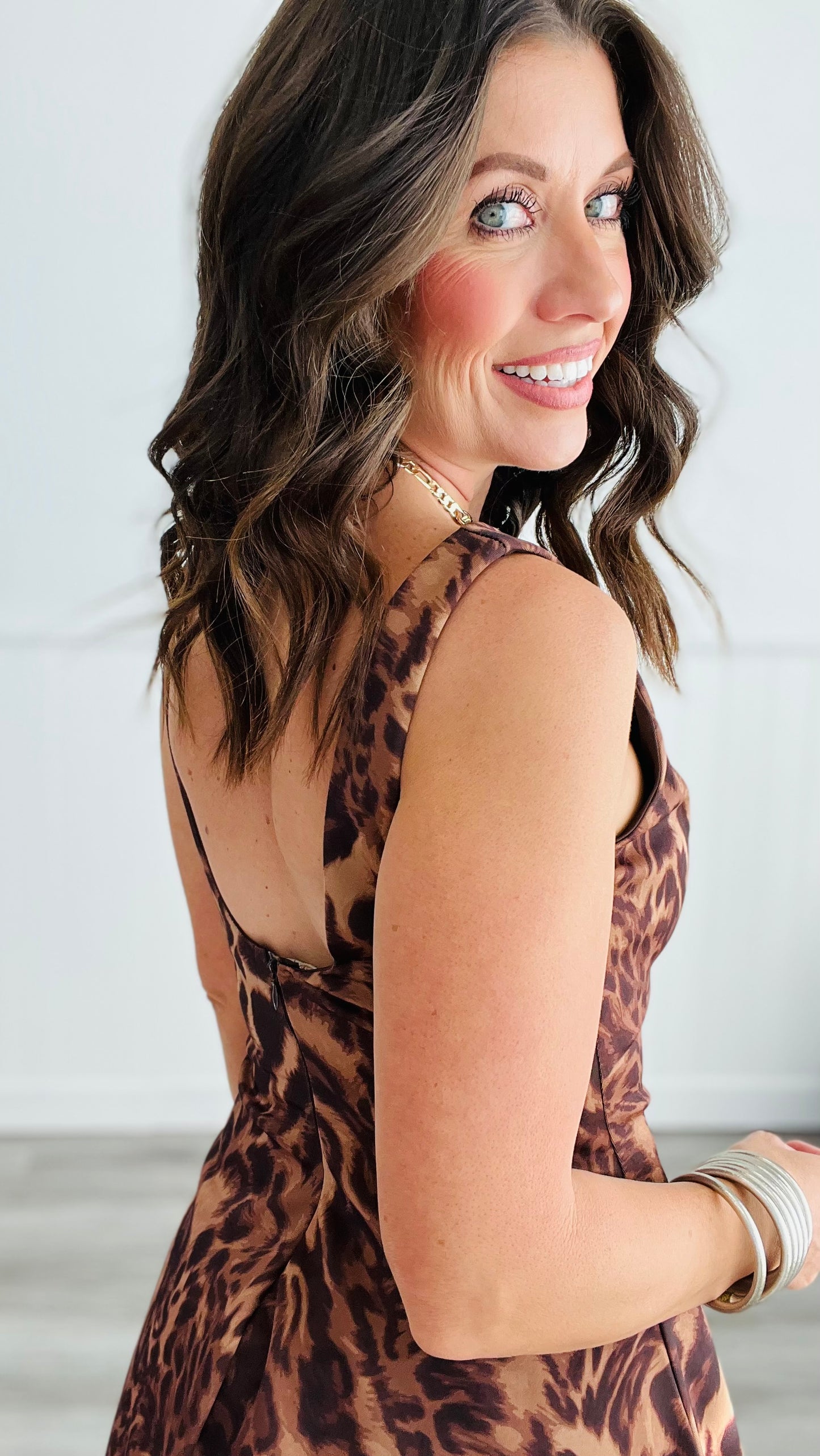 Brown Leopard Mini Skater Skirt Dress (Reg.)