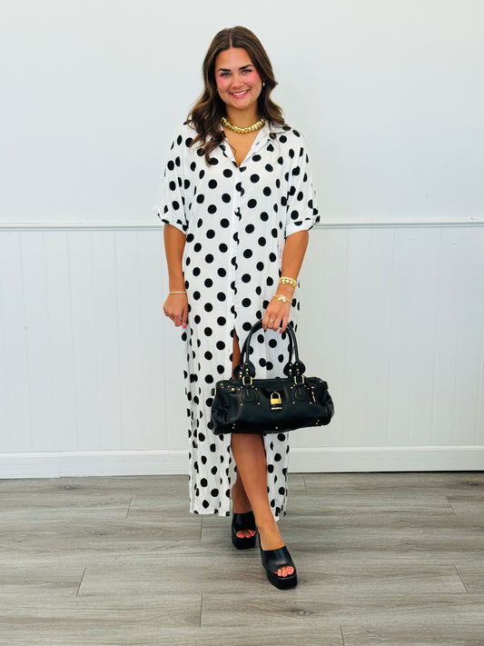 Polka Dot Button Down Shirt Dress (Reg.)