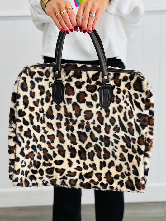 Faux Fur Tote- Light Leopard