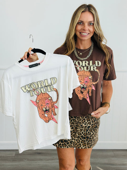 Embellished Print Tiger World Tour Graphic Tee (Reg.) - 2 Colors