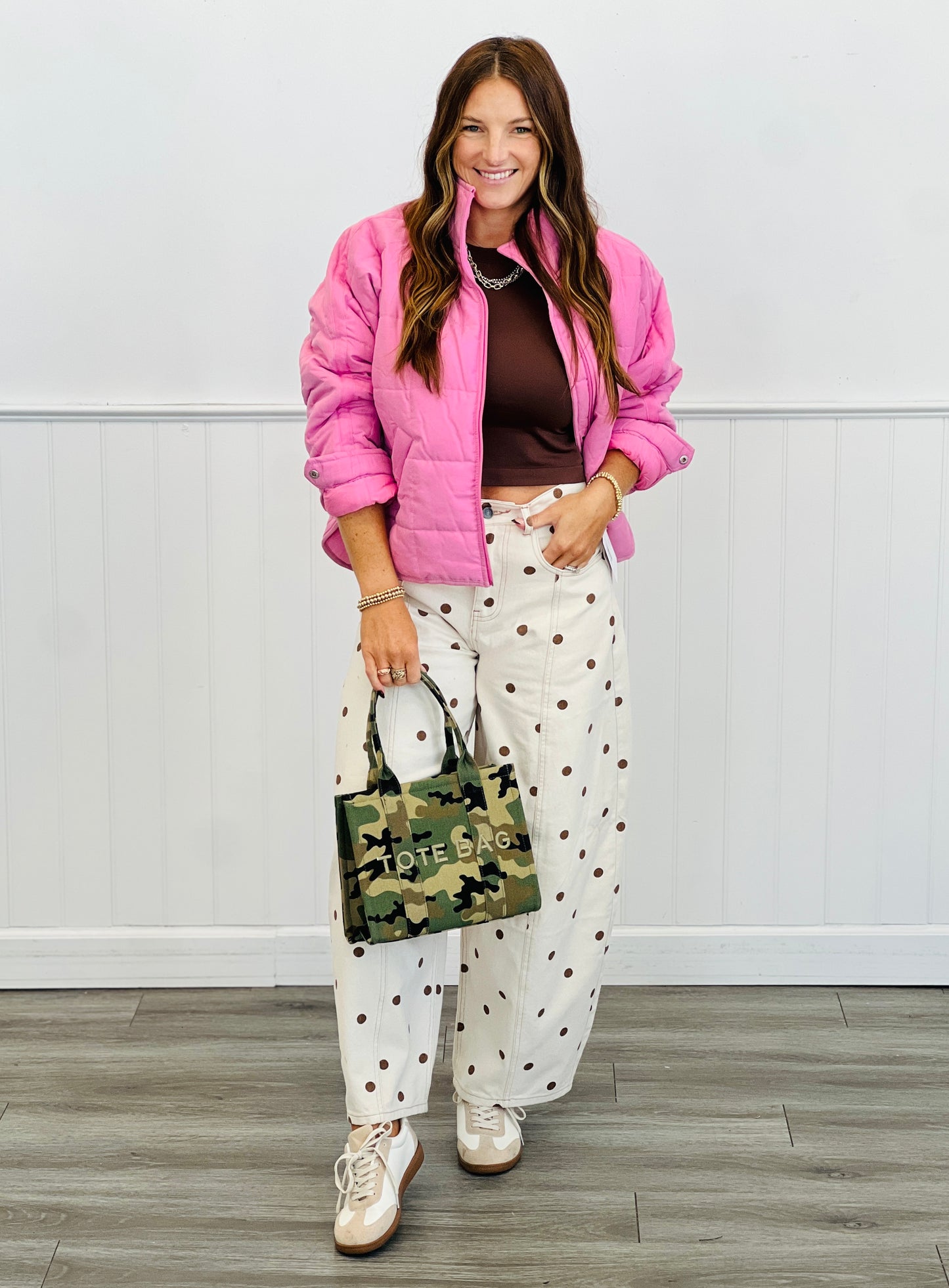 Cream/Brown Polka Dot Wide Leg Pants (Reg.)