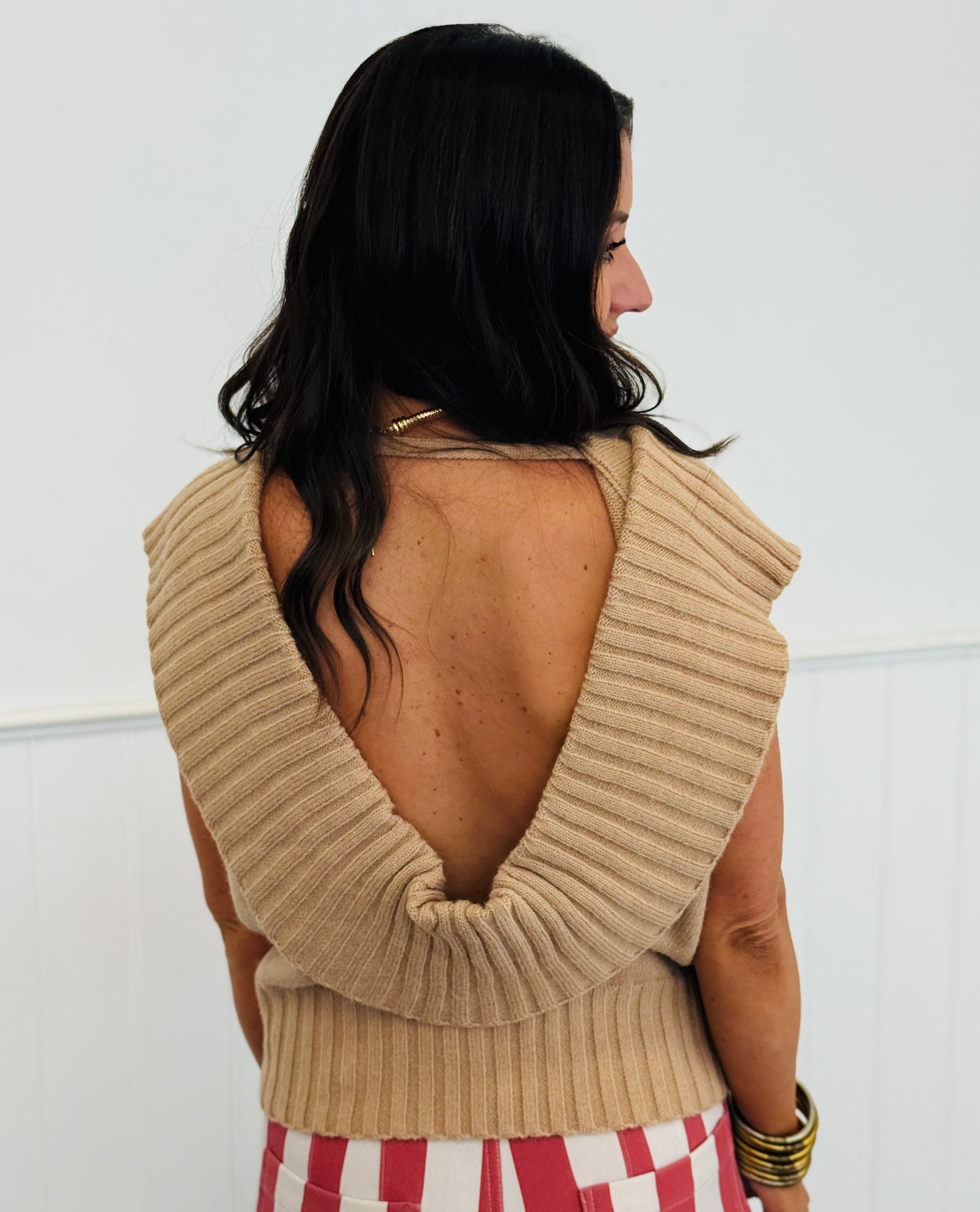 Sleeveless Open Back Turtleneck Sweater (Reg.) - 2 Colors