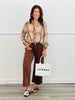 Washed Taupe Plaid Surplice Shirt (Reg.)