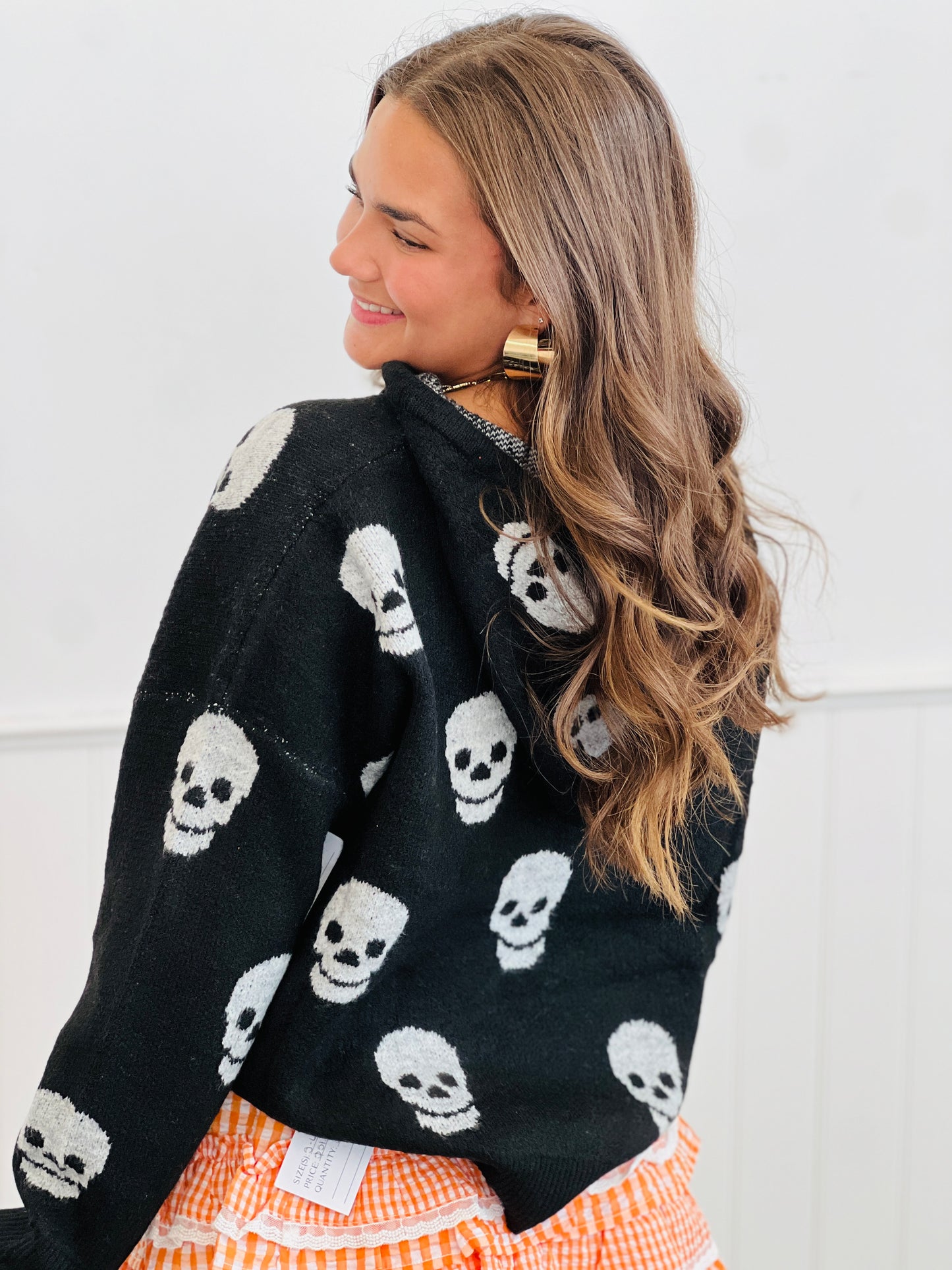 Black Skulls Graphic Hoodie Sweater Top (Reg.)