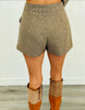 Brown Houndstooth Mid Rise Shorts (Reg.)