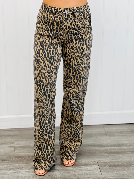Leopard Print Wide Leg Pants (Reg. and Plus)