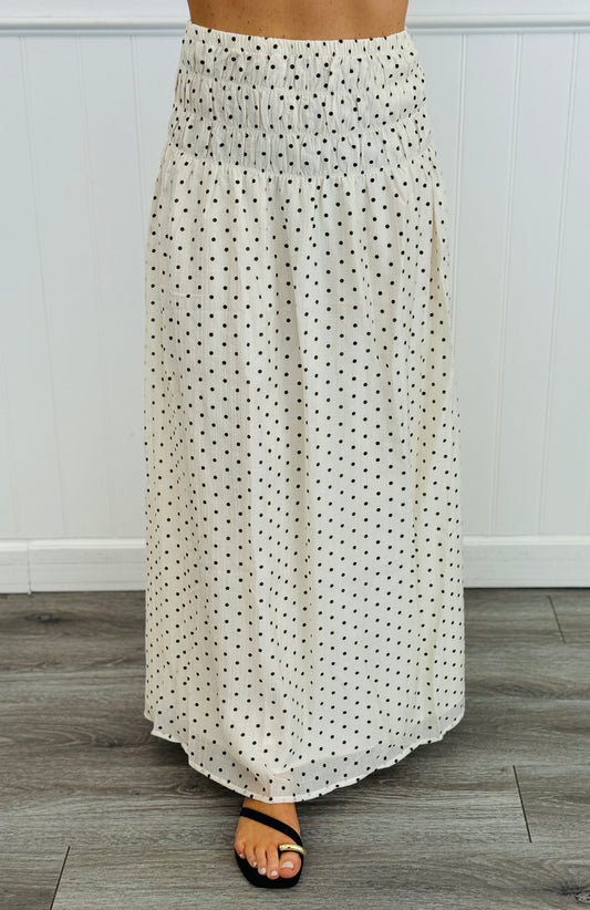 Ivory Faith Polka Dot Smocked Maxi Skirt (Reg.)