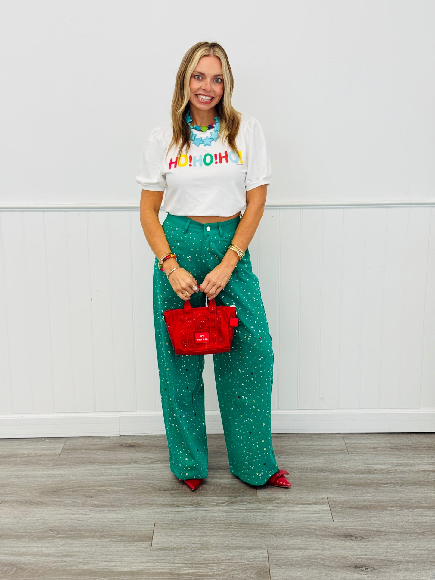 Queen Of Sparkles Green Multi Rhinestone Jeans (Reg. and Plus)
