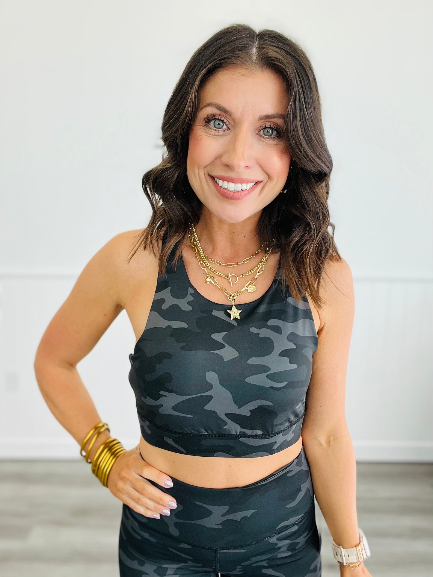 Shark Grey Camo Active Sports Bra (Reg)