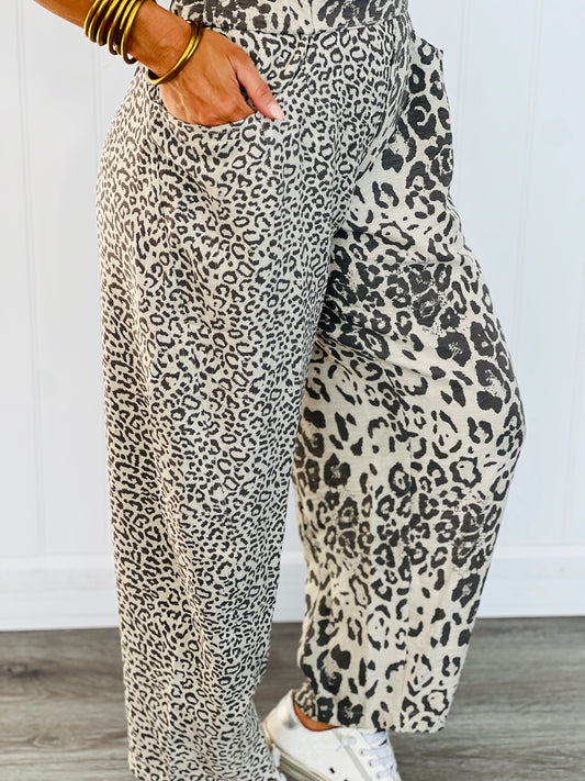 Taupe Leopard Pull On Barrel Pants (Reg & Plus)