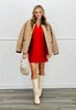 Red Polo V-Neck Mini Sweater Dress (Reg.)