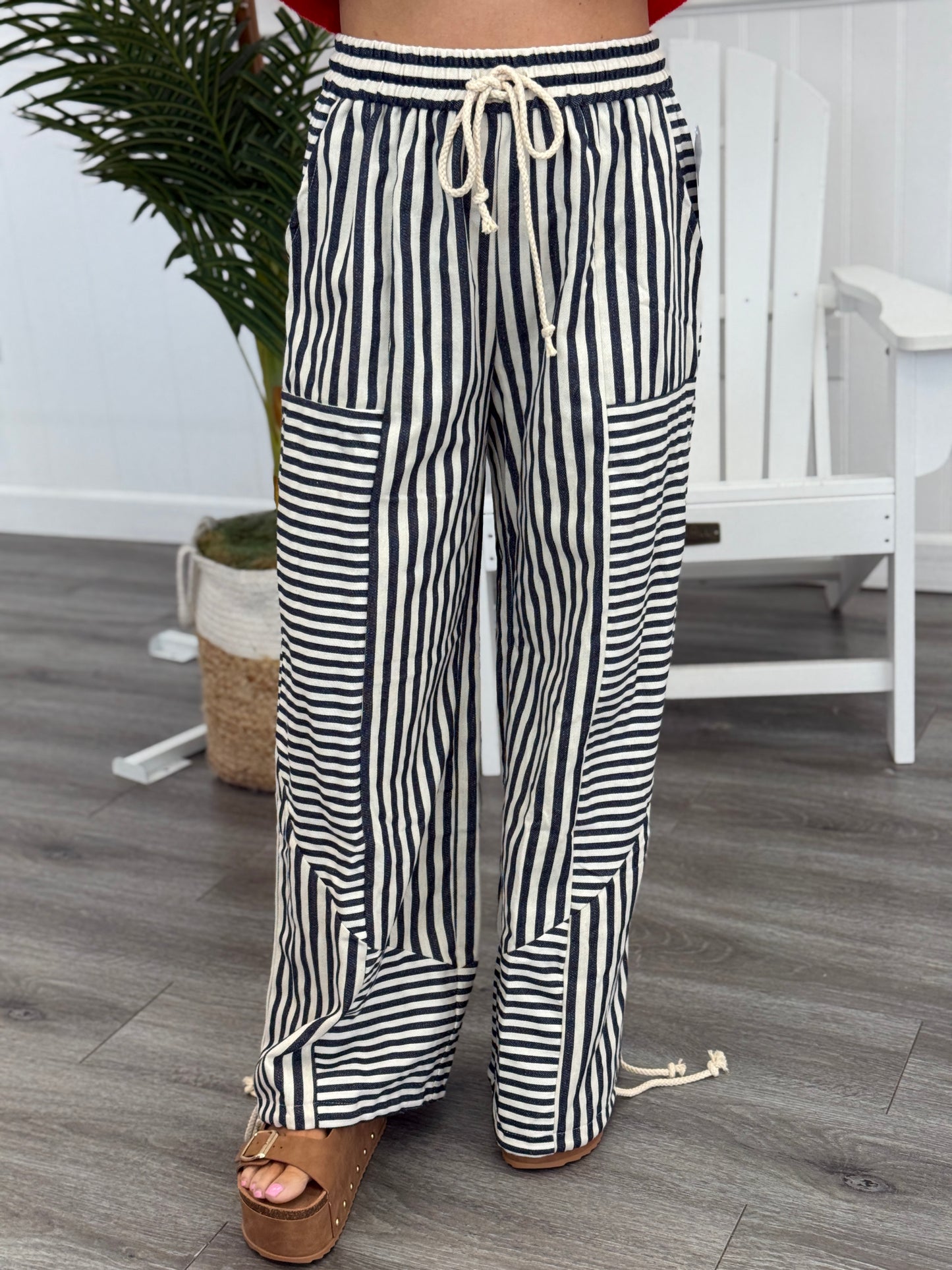 Mixed Stripe Parachute Pants (Reg.)-2 Colors