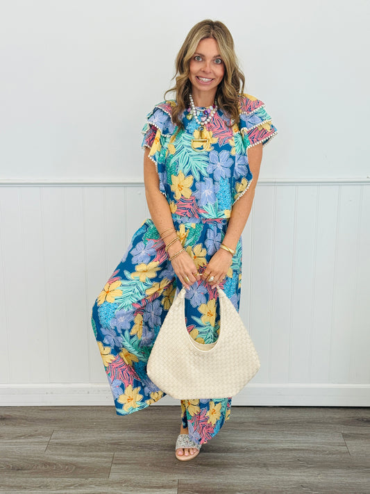 Tropical Flair Top & Wide Leg Pant Set (Reg.)
