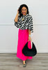 Hot Pink Silky Midi Skirt (Reg. and Plus)